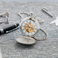 personalised Patterned Front Mechanical Pocket Watch