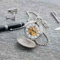 personalised Patterned Front Mechanical Pocket Watch