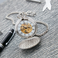 personalised Patterned Front Mechanical Pocket Watch