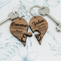 Always & Forever Couples' Jigsaw Keyring