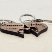 personalised Always & Forever Couples' Jigsaw Keyring