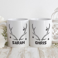 personalised antler matching mugs