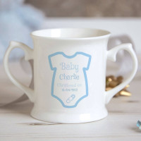 Personalised Baby Boy Babygro Christening Mug