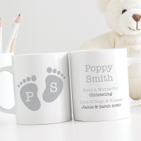 Baby Foot prints Christening Double View Mug