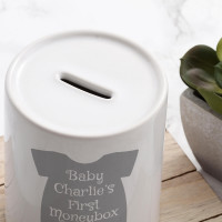 personalised Baby's First Personalised Money Box