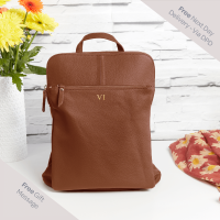 personalised Leather Backpack Shoulder Bag Brown