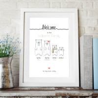 personalised Welcome To The Bear Family Wall Art