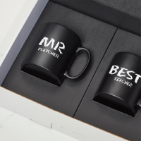 Chalk Design Black Satin Mugs Gift Set