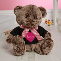 Personalised Big Heart Brown Fluffy Teddy Bear
