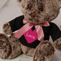 Personalised Big Heart Brown Fluffy Teddy Bear
