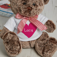 Personalised Big Heart Brown Fluffy Teddy Bear