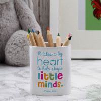 personalised big hearts little minds pen pot
