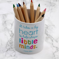 personalised big hearts little minds pen pot