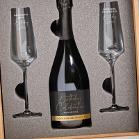 Birthday Celebration Boutique Gifts Prosecco Double Glass With Bottle Gift Set 