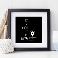 personalised Co-Ordinates Square Wall Art Black