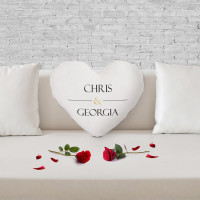 personalised Gold Ampersand Heart Shaped Cushion
