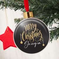 Black & Gold Merry Christmas Bauble