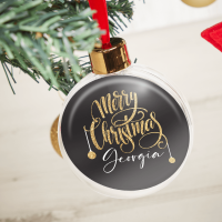 Black & Gold Merry Christmas Bauble