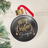 Black & Gold Merry Christmas Bauble