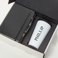 Black Inner With Black Castelli Black Pen & Black Lid White Tumbler Gift Set 