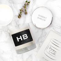 personalised Black Marble Personalised Candle