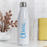 Personalised White Water bottle Ornate