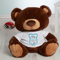 Personalised Blue Babygro Christening Chocolate Teddy Bear