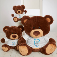 Personalised Blue Babygro Christening Chocolate Teddy Bear