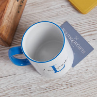 personalised Elegant Name Monogram Two Tone Mug Blue