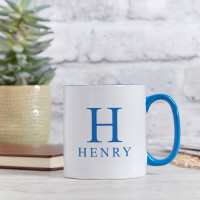 personalised Elegant Name Monogram Two Tone Mug Blue