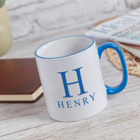 personalised Elegant Name Monogram Two Tone Mug Blue