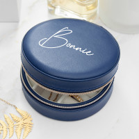 personalised Round Jewellery Case - Blue