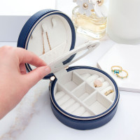 personalised Round Jewellery Case - Blue