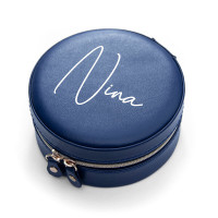 personalised Round Jewellery Case - Blue