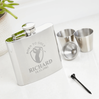 Born To Golf 6oz Plain Hip Flask