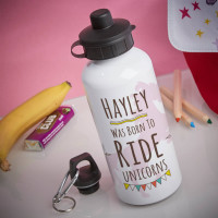 Personalised Born to Ride a Unicorn White Water Bottle