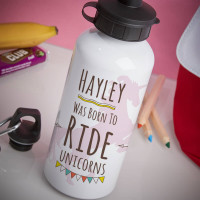 Personalised Born to Ride a Unicorn White Water Bottle