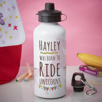 Personalised Born to Ride a Unicorn White Water Bottle