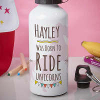 Personalised Born to Ride a Unicorn White Water Bottle