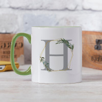 personalised Botanical Frame Monogram Mug Green