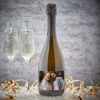 Initial Script Name Photo Upload Boutique Gifts Prosecco Double Glass With Bottle Gift Set 