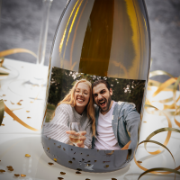 Initial Script Name Photo Upload Boutique Gifts Prosecco Double Glass With Bottle Gift Set 