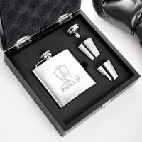 Boxing Gloves Crest 6oz Plain Hip Flask