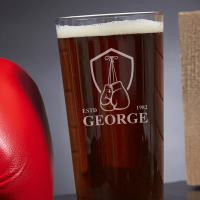 Boxing Gloves Crest Pint Glass 
