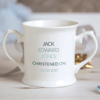 Personalised Baby Boy Pram Christening Mug
