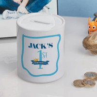 Personalised Baby Boy's 1st Birthday Personalised Money Box