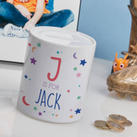 Personalised Moon & Stars Boy's Personalised Money Box