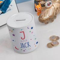 Personalised Moon & Stars Boy's Personalised Money Box