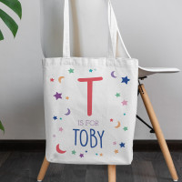 personalised Boys Moon and Stars Canvas Tote Bag