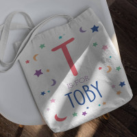 personalised Boys Moon and Stars Canvas Tote Bag